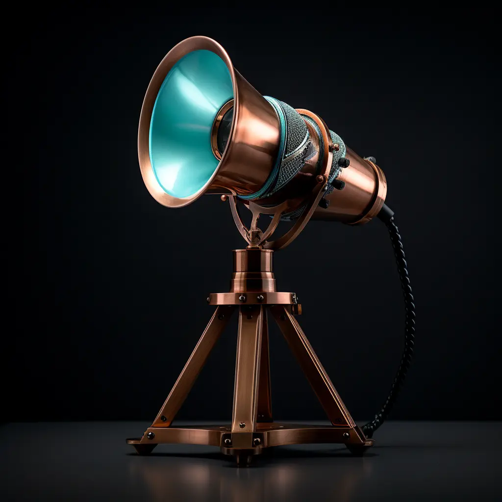 a copper megaphone, symbolizing traditional marketing